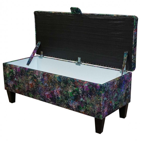 Storage Bench Stool in Maestro Seurat Multicolour Printed Velvet Fabric