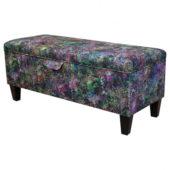 Storage Bench Stool in Maestro Seurat Multicolour Printed Velvet Fabric