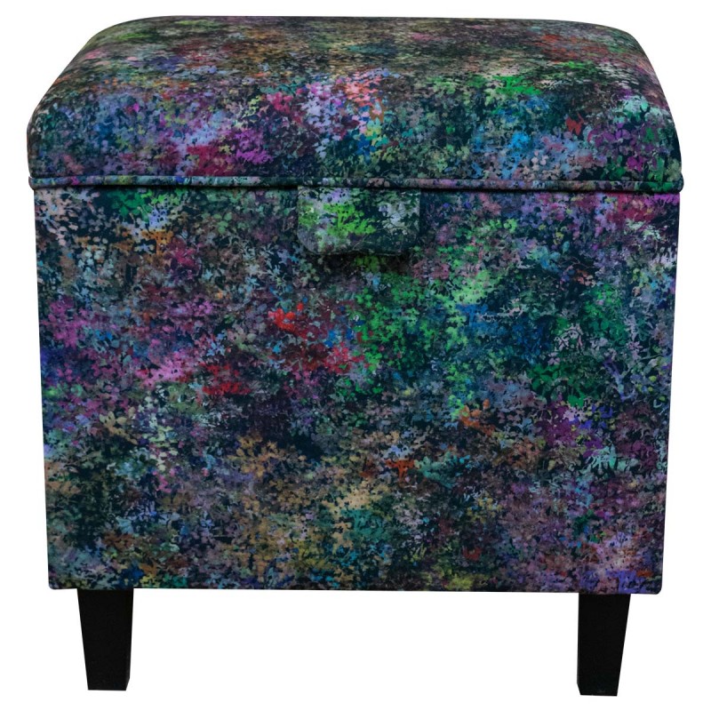 multicoloured pouffe in velvet