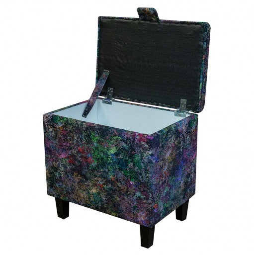 Tall Storage Ottoman in Maestro Seurat Multicolour Printed Velvet Fabric