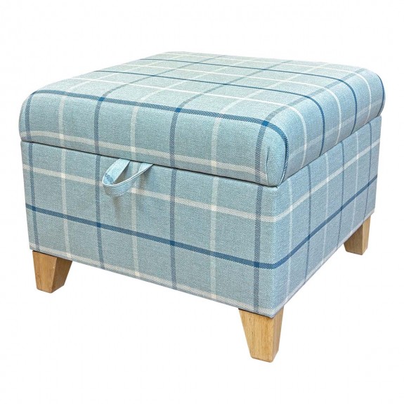 blue check footstool