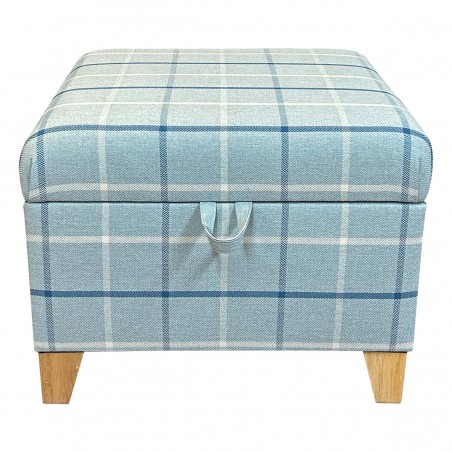 square blue check footstool