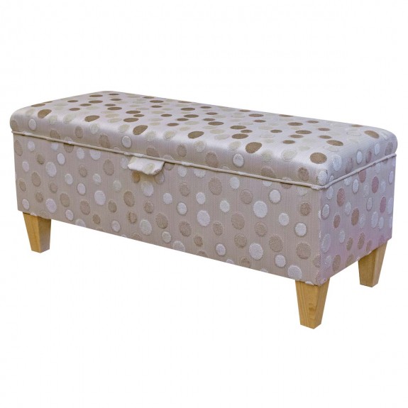 LUXE Storage Bench Stool in Eleganza Spot Honey and Cream Fabric