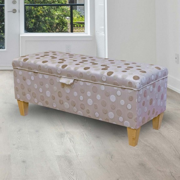 spotty Storage Bench Stool Honey and Cream Fabric