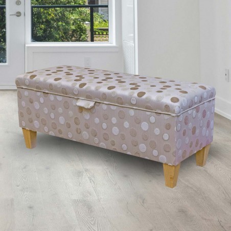 spotty Storage Bench Stool Honey and Cream Fabric