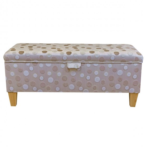 LUXE Storage Bench Stool in Eleganza Spot Honey and Cream Fabric