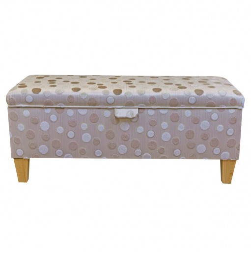 LUXE Storage Bench Stool in Eleganza Spot Honey and Cream Fabric