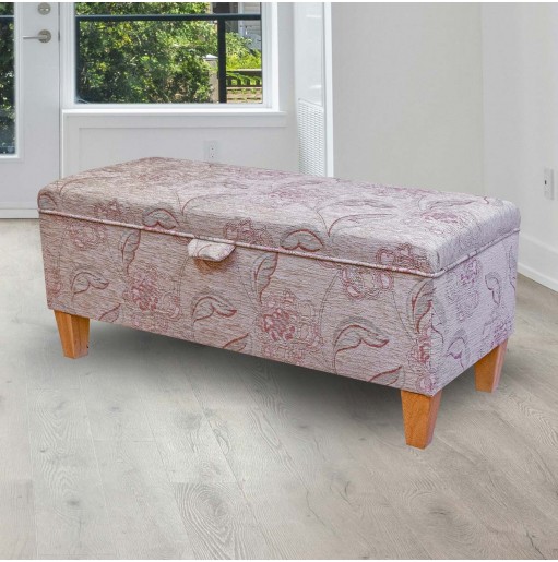 pink floral storage bench