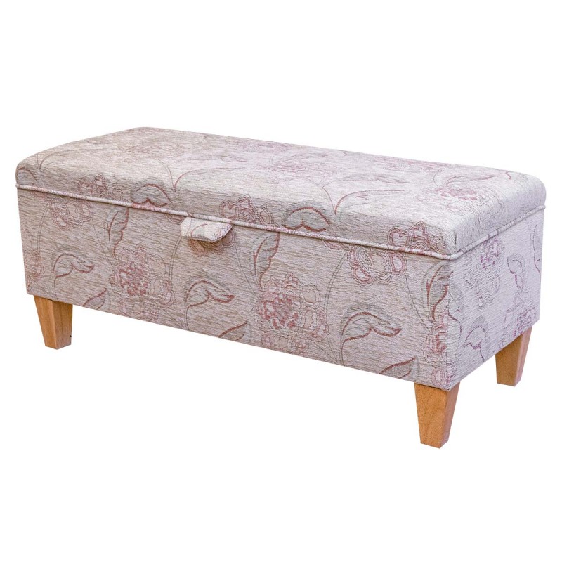 floral storage bench in Rose