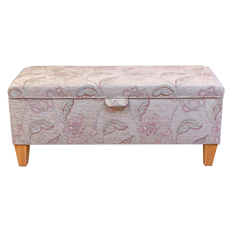 Rose floral storage bench