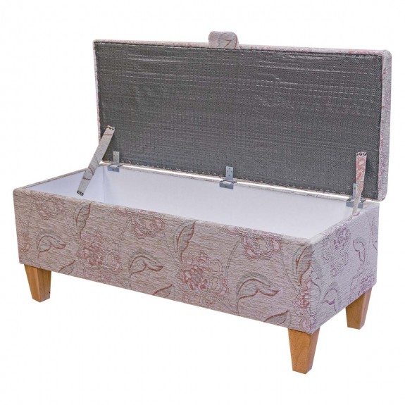 Storage Bench Stool in Maida Vale Floral Rose Fabric