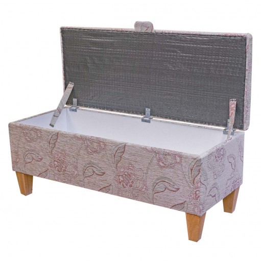 Storage Bench Stool in Maida Vale Floral Rose Fabric