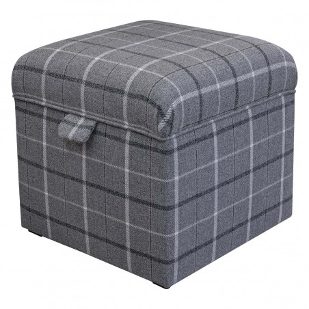 square tartan pouffe with storage
