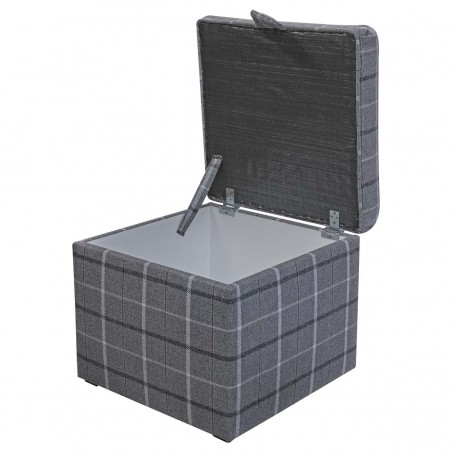 Grey Tartan Pouffe
