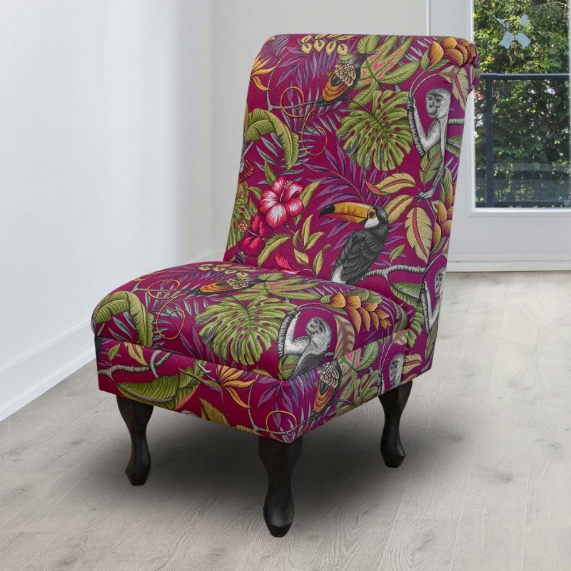 Bedroom Chair in Rainforest Cranberry Cotton Fabric