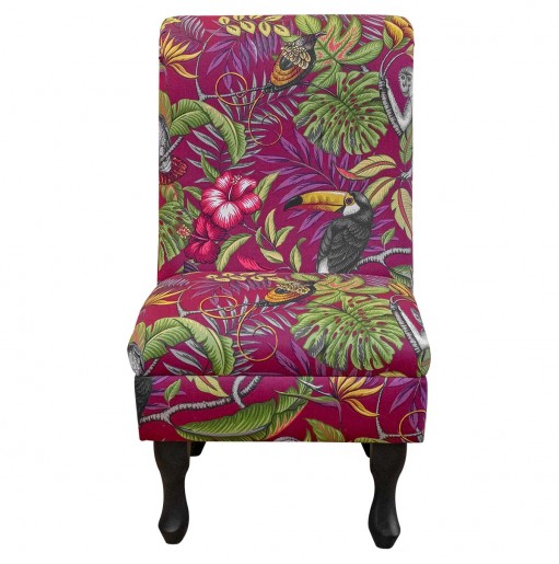 Bedroom Chair in Rainforest Cranberry Cotton Fabric