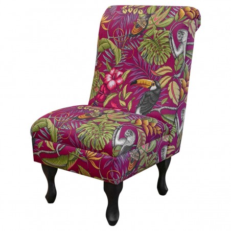 Bedroom Chair in iLiv Rainforest Cranberry Cotton Fabric | Beaumont