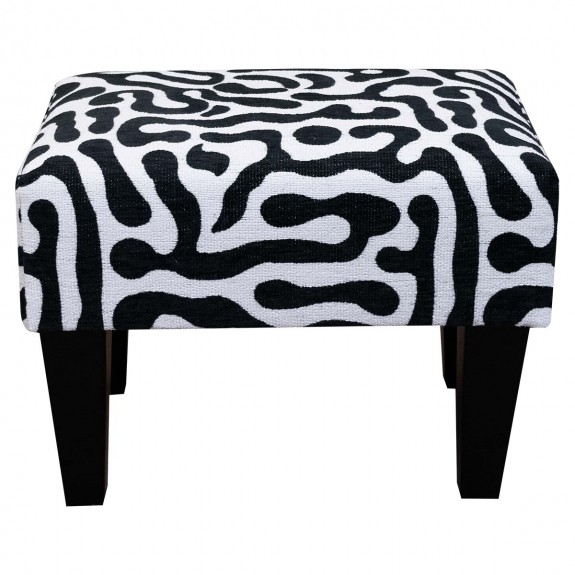 Small Footstool in Rosso Fluid Zebra Fabric