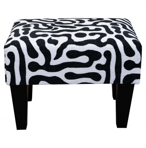 Small Footstool in Rosso Fluid Zebra Fabric