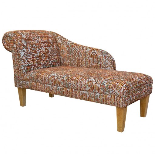 52" Medium Chaise Longue in Lusaka Heavyweight Damask Motif Fabric