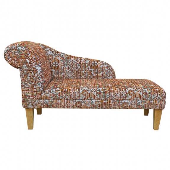 52" Medium Chaise Longue in Lusaka Heavyweight Damask Motif Fabric