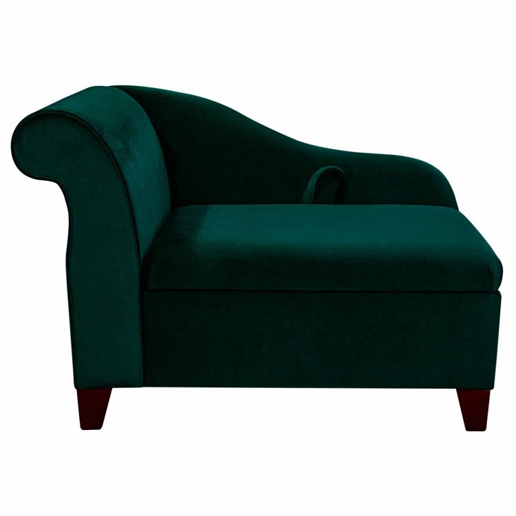 Storage Chaise Longue in a Malta Jasper Deluxe Velvet Fabric | Beaumont