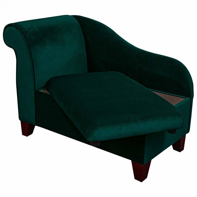 Storage Chaise Longue in a Malta Jasper Deluxe Velvet Fabric | Beaumont