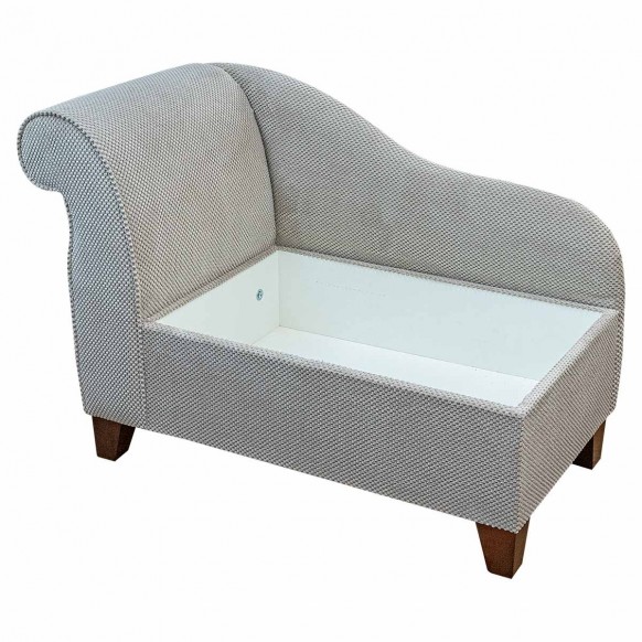 c 41" Storage Chaise Longue in a Mink Dimple Velvet Fabric