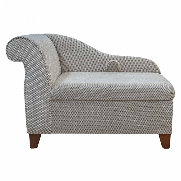 c 41" Storage Chaise Longue in a Mink Dimple Velvet Fabric