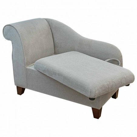 Storage Chaise Longue in a Mink Dimple Velvet Fabric | Beaumont