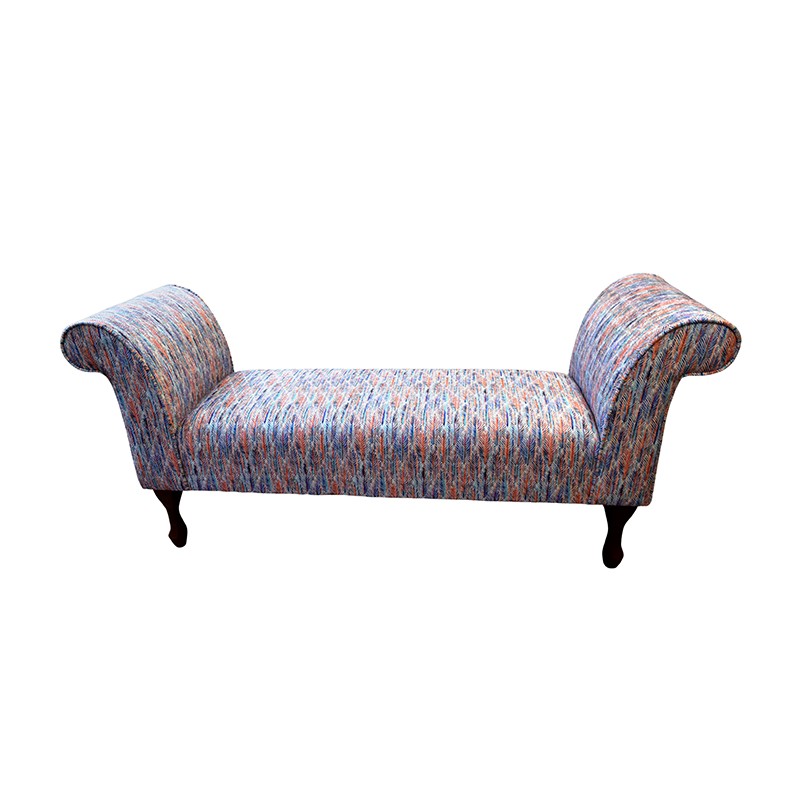 LUXE 56" Medium Window Seat Settle in Accento Leaf Rainbow Fabric