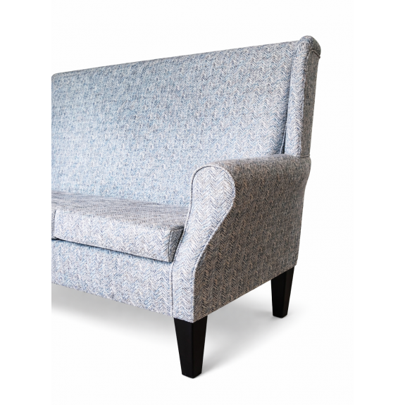 3 Seater Wingback Sofa in Accento Chevron Blue Steel Fabric