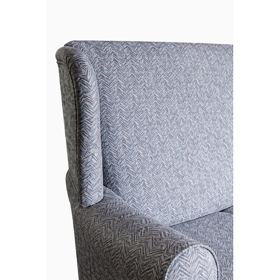 3 Seater Wingback Sofa in Accento Chevron Blue Steel Fabric