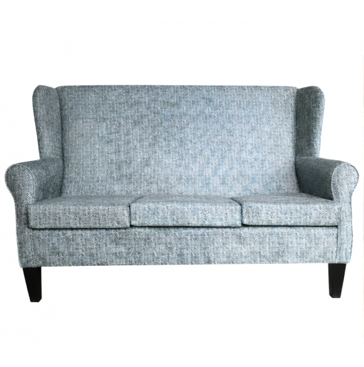 3 Seater Wingback Sofa in Accento Chevron Blue Steel Fabric