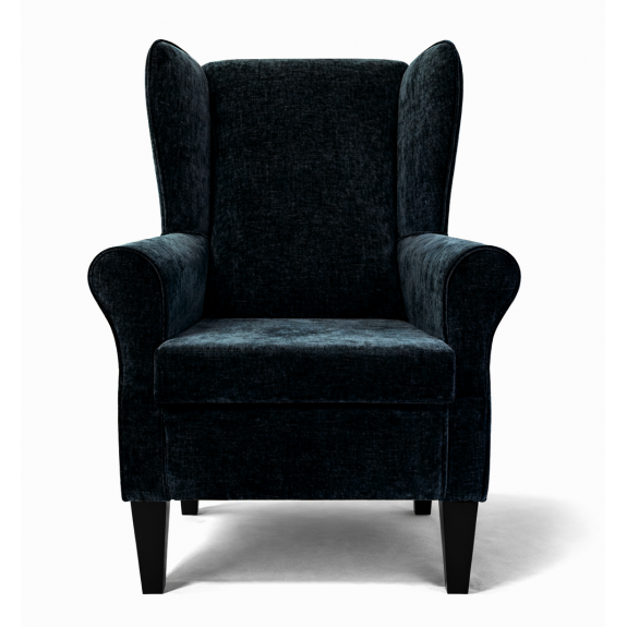 Clearance Large High Back Chair in Velvet Charcoal Fabric with Free Footstool