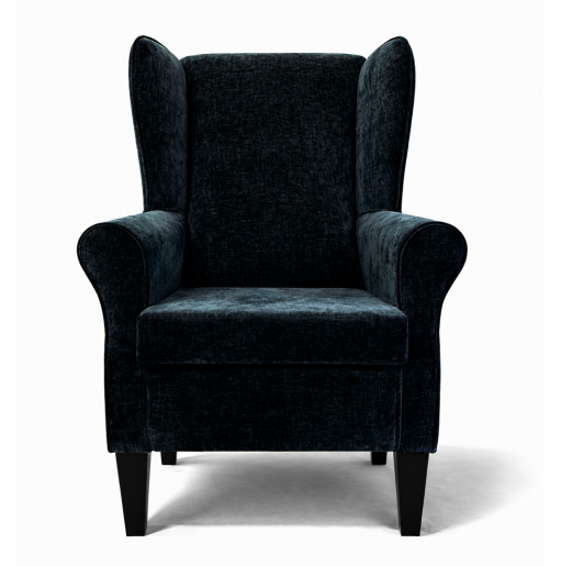 Clearance Large High Back Chair in Velvet Charcoal Fabric with Free Footstool