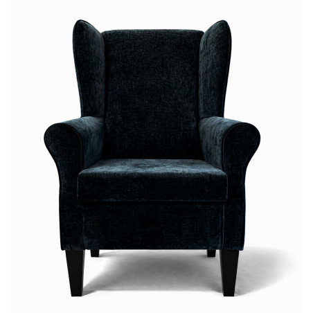 CLEARANCE Large High Back Velvet Armchair with Footstool – Charcoal Wingback Chair | Beaumont