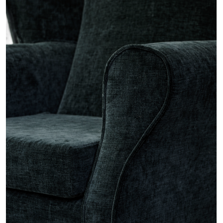 CLEARANCE Large High Back Velvet Armchair with Footstool – Charcoal Wingback Chair | Beaumont