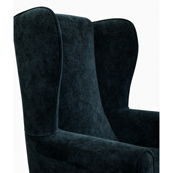 Clearance Large High Back Chair in Velvet Charcoal Fabric with Free Footstool