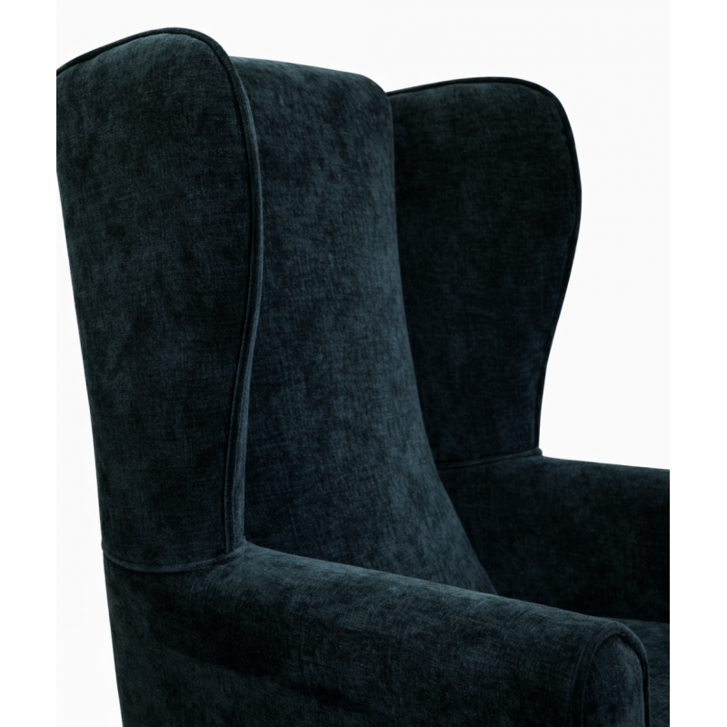 CLEARANCE Large High Back Velvet Armchair with Footstool – Charcoal Wingback Chair | Beaumont