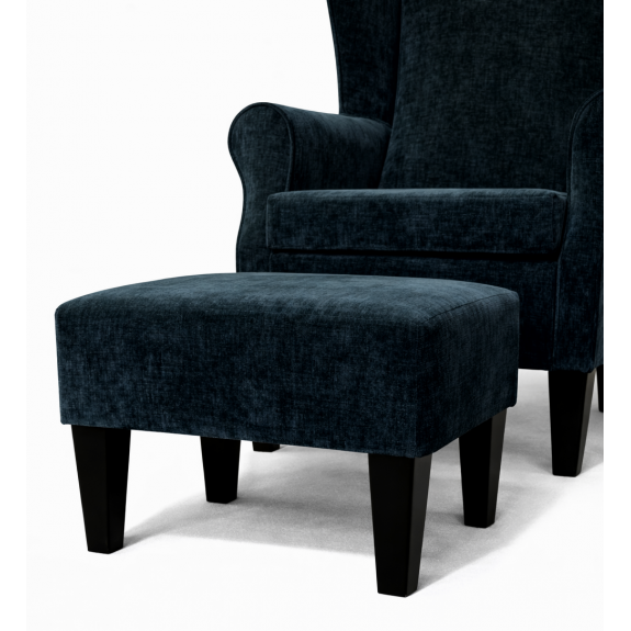 Clearance Large High Back Chair in Velvet Charcoal Fabric with Free Footstool