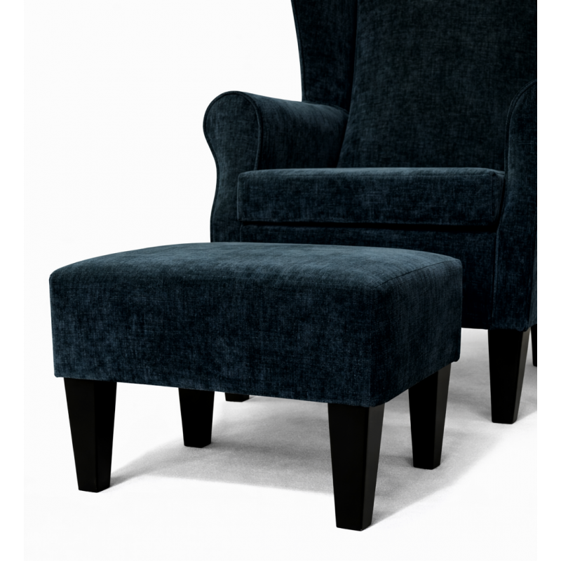 CLEARANCE Large High Back Velvet Armchair with Footstool – Charcoal Wingback Chair | Beaumont