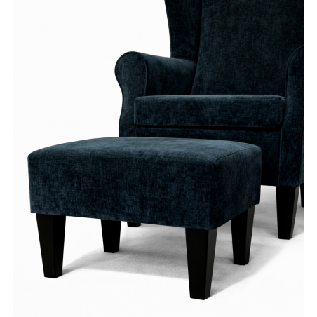CLEARANCE Large High Back Velvet Armchair with Footstool – Charcoal Wingback Chair | Beaumont