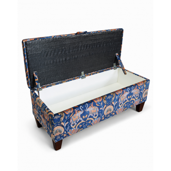 Clearance Storage Bench Stool in Sumatra Sapphire Fabric