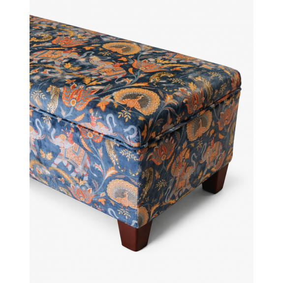Clearance Storage Bench Stool in Sumatra Sapphire Fabric