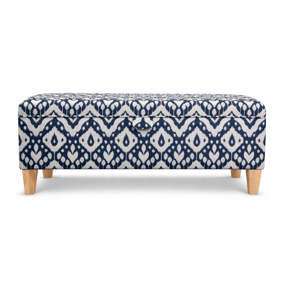 Clearance Storage Bench Stool in Marrakech Ink Fabric