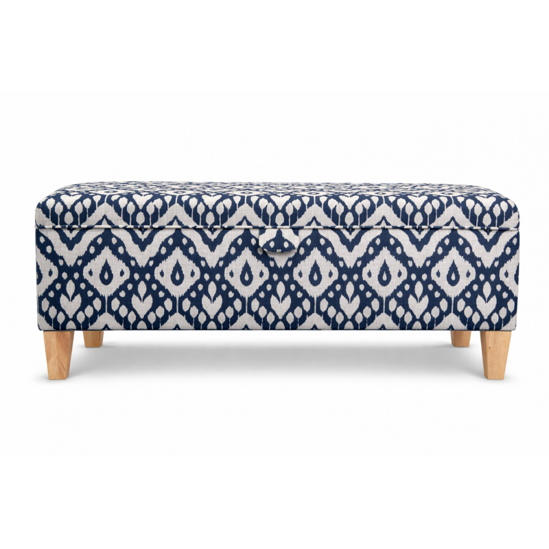 Clearance Storage Bench Stool in Marrakech Ink Fabric - front