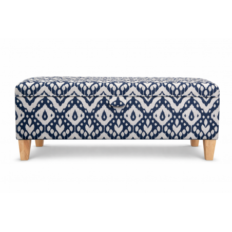 Clearance Storage Bench Stool in Marrakech Ink Fabric - front