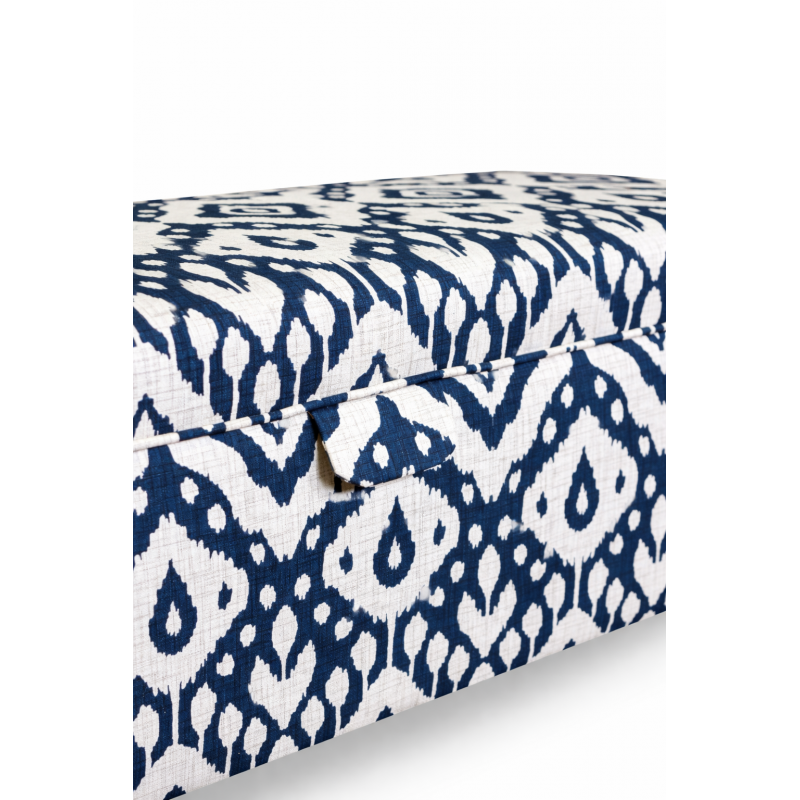 Storage Bench Stool in Marrakech Ink Fabric - Closeup