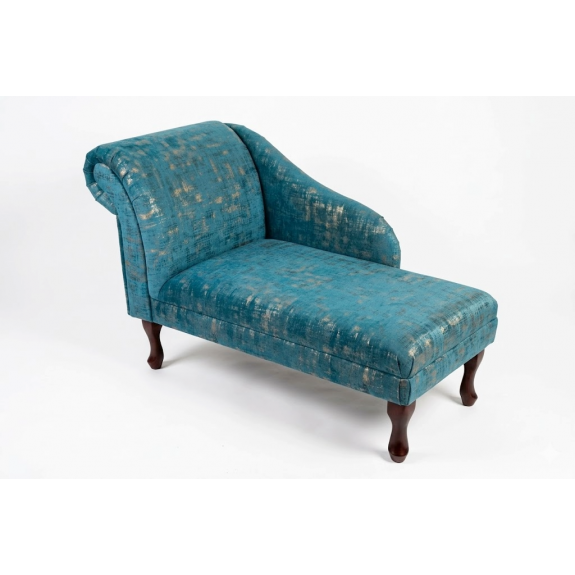 45" Medium Chaise Longue in Seville Peacock Fabric